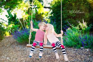 Wildflower Studio Photography, www.wildflowerstudiophoto.com/blog, Photo Shoot, Northern California, Southern California, children's photographer, siblings, outside, swing, hugs, smiles, kids, behind the scenes